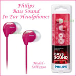 Philips Bass Sound In-Ear Headphones SHE3590 PINK Earphones 1.2m Cord NEW