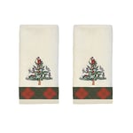 Avanti Linens Spode Christmas Tree Tartan Collection, Cotton, Ivory, 2 pc Decorative Fingertip Towel