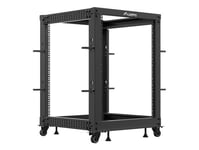 Lanberg Or01-6115-B, Fristående Rack, 15U, 600 Kg, Kuggskenor, Styrhjul, 22 Kg