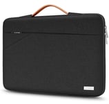 TECOOL 14 Inch Laptop Sleeve Protective Case Cover with Handle and Pockets for 14 Inch HP Lenovo Dell Acer Chromebook Notebook Shockproof Water-resistant Computer Carry Bag, Pure Black