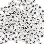 Letter Beads,500 PCS Alphabet Acrylic Beads Plastic Pony Bead Clear A-Z for Jewellery Making Craft Art DIY Braceletes Necklace Keyrings White and Black 7 * 4MM