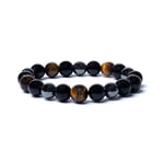 Armband svart obsidian tigeröga hematit