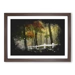 Big Box Art Autumn Forest Vol.6 Paint Splash Framed Wall Art Picture Print Ready to Hang, Walnut A2 (62 x 45 cm)