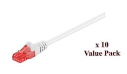 Nätverkskabel oskärmad Cat6, MicroConnect, 2 meter, 10-pack - Vit