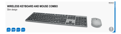 Deltaco trådlöst Tangentbord & mus USB för Windows eller Mac OS X