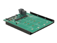Delock Converter SATA 22 pin / SFF-8643 NVMe > 1 x M.2 NGFF Key M + 1 x M.2 NGFF Key B - Uttagbar harddiskramme - 3.5 to 2 x M.2/ SFF