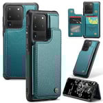 CASEME C22 Serie för Samsung Galaxy S20 Ultra Fodral Läder+TPU Telefonfodral med 5 Kortplatser Green