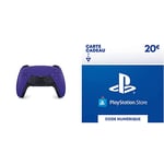 Playstation DualSense Manette, Violet (PS5) + Carte Cadeau PSN Store | 20 EUR | Compte français | Code de téléchargement (PS5/PS4/PS3)