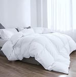 D & G THE DUCK AND GOOSE CO Super King Size Feather Down Duvet 13.5 Tog, Down Proof Cotton Cover, Winter, 220x260cm