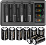 CR2 Rechargeable Batteries and Charger, JESSPOW 450Mah 3.7V CR2 Battery, 8 Pack