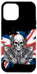 Coque pour iPhone 15 Plus Crâne de moto patriotique britannique