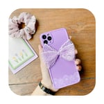 Cute 3D Lace Bow Strawberry Soft Silicon Phone Case For Iphone 11 Pro XR X XS Max 7 8 Plus SE2 2020 Sockproof Cover Cases Fundas-Purple-For Iphone XR