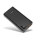 Power Bank Portable Phone Charger 30000mAh High Capacity External Backup Battery Pack 4 USB Ports Quick Charge LCD Display 3 Input Powerpack for iPhone Samsung iPad Huawei Nintendo Switch Tablet