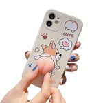 Kreativt roligt nyhet vinkande 3d rosa rumpa djur mjuk Tpu silikon gummi telefonfodral, för Iphone 11, Corgi rumpa vit