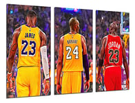 DKORARTE Tableau moderne Photographique Basket-ball, Légendes, Nba, Michael Jordan, Lebron Jame, Kobe Bryant, 97 x 62 cm, réf. 27375
