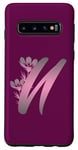 Coque pour Galaxy S10 Monogramme floral élégant rose foncé dégradé lettre U