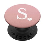 PopSockets White Initial Letter S heart Monogram on Rose Pink PopSockets PopGrip: Swappable Grip for Phones & Tablets