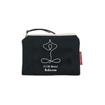 Hello-Bags. Coin Purse/Small Pouch. Exterior: 100% Cotton. Includes Zipper and Lining. Packed in a Gift Kraft Envelope. Model: “IT'SALLABOUT”. Color: Black. Measurements: 14 * 10 cm.