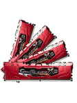 G.Skill Flare X DDR4-2400 - 32GB - CL15 - Quad Channel (4 stk) - AMD Optimeret - Rød