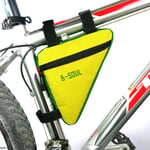 Bicycle triangle bag, car beam bag, quick release mountain bike, front bag, riding equipment accessories-Yellow-green_1L