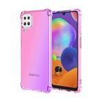 GOGME Case for Samsung Galaxy A12 / M12 Case, Gradient Color Ultra-Slim Crystal Clear Anti Smudge Silicone Soft Shockproof TPU + Reinforced Corners Protection Phone Cover (Pink/Purple)
