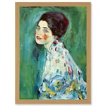 Gustav Klimt Portrait Of A Lady Japonism Green Home Painting A4 Artwork Framed Wall Art Print