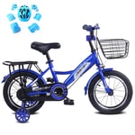 JACK'S CAT Girls and Boys Bike for 2-9 Years Old, 12in - 18in Kids Bicyle with Basket Hand Brake & Training Wheels, Pink, Red, Blue, Orange,Blue,16