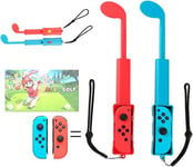 Blue And Red Golf Clubs Compatible With Nintendo Switch/Switch Oled Joy-Cons Controller, For Mario Golf: Super Rush Golf Handle Grips Game