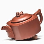 YUXINXIN teapot ore Bottom Slot Clear-Headed Lion Sculpture teapot Kettle Flower Tea Cargo of The Quartet (Color : Red)