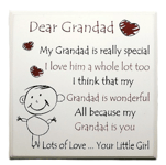 Plaque Grandad is Really Special From Your Little Girl Wooden Cream 20cm F1105C