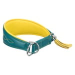 Trixie Active Comfort Halsbånd for Mynder, petrol/gul - Str S–M: 33–42 cm, B 60 mm