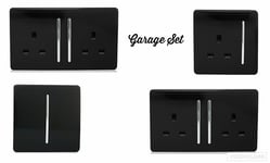 Trendi Switch Modern Glossy Switches/Sockets Garage Trade/Multi Buy Pack Black