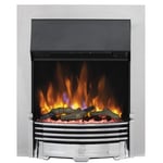Dimplex Helmsdale Optiflame Inset Electric Fire, Modern Chrome LED Flame Effect Fire With Adjustable Flame Colours and Brightness, 2kW Fan Heater with Thermostat & Remote Control, Inset Depth 9cm