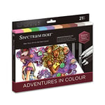 Premium Adult Colouring & Art Sets - Complete Kit Includes Alcohol Ink Colouring Pens, Art Liners, Printed Art Sheets & How to Guide by Pro Artist - Adventures in Colour Discovery Kit By Spectrum Noir