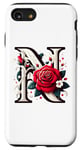 iPhone SE (2020) / 7 / 8 Red Rose Roses Flower Floral Design Monogram Letter N Case