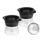 Sphere Ice Moulds, Set of 2 Silicone Ice Ball Makers, 6.35CM (2.5 Inch) Ice Cube Large Sphere Mould Big Ice Ball Tray Sphere Ice Molds for Whiskey Cocktails Soda Drinks Beverages(2 Black)