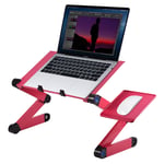 Adjustable Multi-angle Laptop PC Stand 360 ° Adjustable Folding Laptop Desk Stand with Dual Cooling Fan Mouse Holder for Laptop (10-17 inch)(Red)