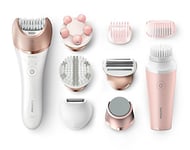 Philips Satinelle Prestige Epilator, Cordless, Wet and Dry Hair Removal with 7 Accessories and VisaPure Mini Facial Cleansing Brush, BRP586/00