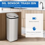 Silver 50L Motion Sensor Bin Trash Can Auto Touchless Stainless Steel Rubbish
