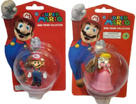 Super Mario Mini 2.5" Princess Peach & Mario Toy Figures New Nintendo