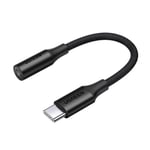 Ugreen 3,5 mm Mini Jack til USB-C hodetelefonadapter, 10 cm - Svart