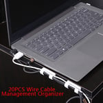 20pcs Wire Cable Organizer Desktop Workstation Cord Clips Manage White