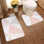N/A Bathroom Mat Sets 2 Piece Rugs Rose Gold Geometric Mirror Pattern Memory Foam Mat Set Matches Anti-Skid Toilet Seat Cover Bath Mat