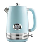 Daewoo Baltimore Collection, 1.5 Litre Kettle In Sky Blue, Fill Up To 6 Cups In One Boil, Rapid Boil With 360° Swivel Base, Visible Water Window, Temperature Gauge, Elegant And Stylish Design