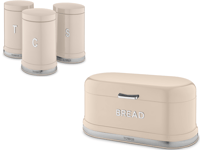 Tower Belle Chantilly Bread Bin & Canisters Kitchen Storage Set in Cream