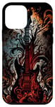 Coque pour iPhone 12 mini Guitare électrique Band Rock rouge flammes feu et fumée