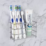 Linkidea Toothbrush Holder for Shower, Bathroom, Stainless Steel Tooth Brush Storage Stand Rack, Wallmount/Countertop 7 Slot Organizer Compatible with Colgate Extra Clean, Oral-B CrossAction