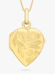 IBB 9ct Gold Flower Heart Locket Pendant Necklace, Gold