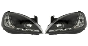 Set strålkastare DRLLook lamplig for Opel Corsa C 20002004 Svart