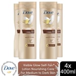 Dove Visible Glow Self-Tan Lotion Nourishing Care For Medium-Dark Skin, 4x400ml